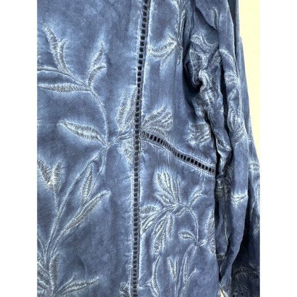 Soft Surrounding Blue Deidre Tunic Top Eyelet Embroidered Size L - Picture 5 of 9